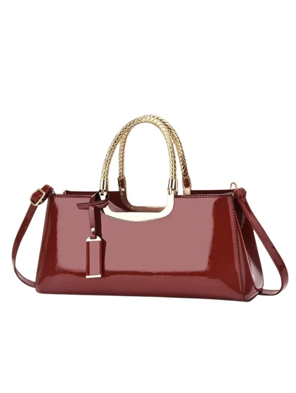 Burgandy Crossbody Bag  with Gold Handles Nwot